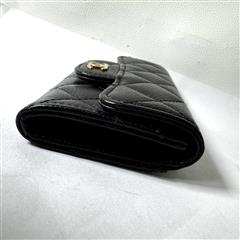 Chanel Classic Flap Card Holder Wallet Quilted Caviar Black Leather Gold Hardwar